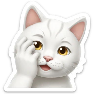 white cat facepalm  sticker
