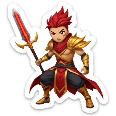 Generate me Genesis Nightbringer Yasuo emoji with aggressive colors sticker