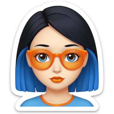 blue skinned orange glassed child girl sticker