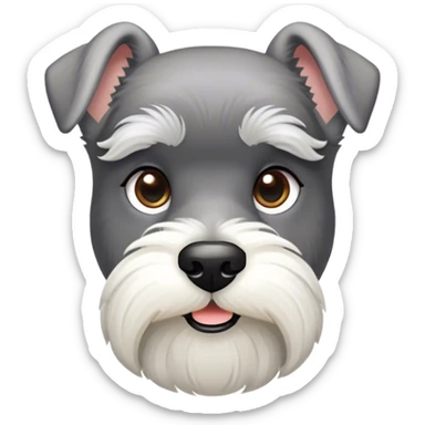 Cinematic Noble Miniature Schnauzer Portrait Emoji, Standing with a proud and stately demeanor, showcasing a sharply defined, salt-and-pepper fur with distinguished eyebrows and a confident, alert expression, simplified yet exquisitely detailed, glowing with a refined, dignified radiance, high shine, exuding intelligence and classic noble charm, soft glowing outline, capturing the essence of a noble Miniature Schnauzer that commands attention with effortless style! sticker