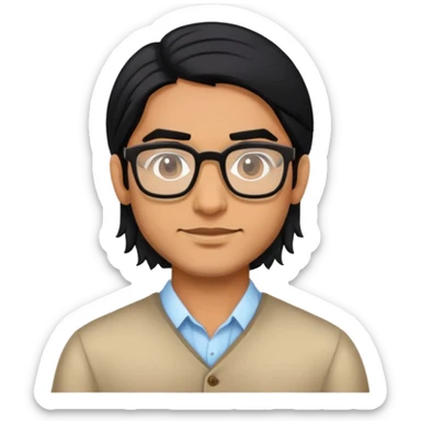 indian guy with glasses and long hair sticker