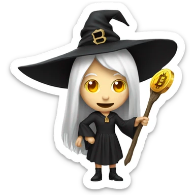 Witch with bitcoin, white skin  sticker