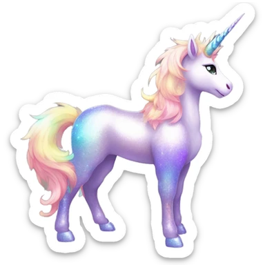 Shiny Sparkly Colorful Fluffy beautiful fantasy unicorn horn Kawaii Ethereal Anthro Sona Fakemon-animal Full Body sticker
