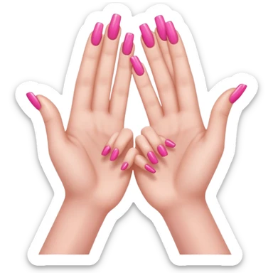 hands with long pink nails doing a hand heart like this 🫶🏼 sticker