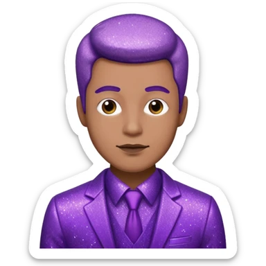 man office supervisor wearing glitter purple glittery clothes sticker