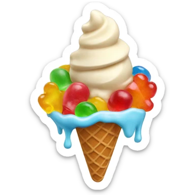 ice cream with gummy bears on top sticker