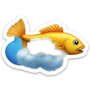 a fish swimming on a cloud sticker