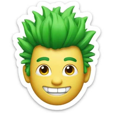 Green smiling 3d emoji with Mohawk and teeth sticker