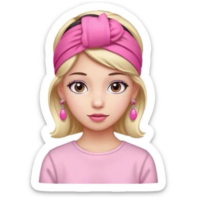 Fashion girl with pink headband and earrings sticker