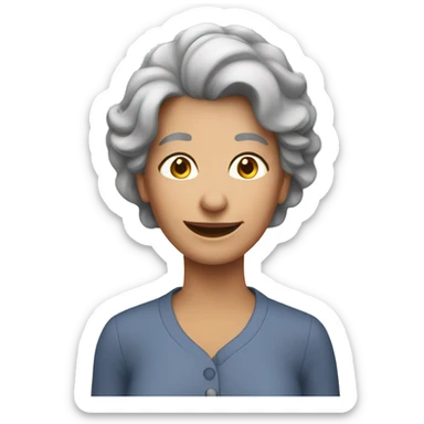 older woman gray middle l hair happy face sticker