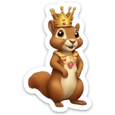 squirrel in a crown and a royal dress sticker