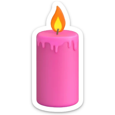 A pink candle with a flame on it, viewed from top to bottom. sticker