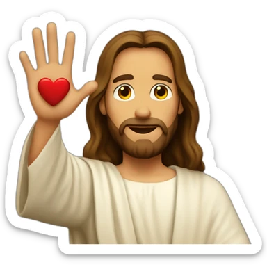 jesus showing heart love with fingers sticker