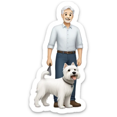 gray haired man with west highland terrier sticker