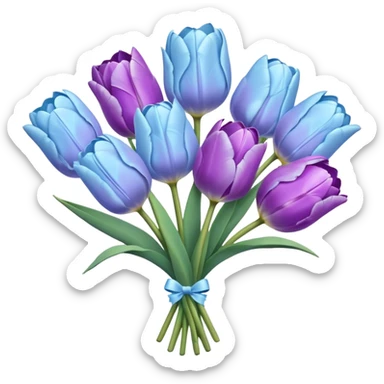 light blue and light purple tulip bouquet sticker
