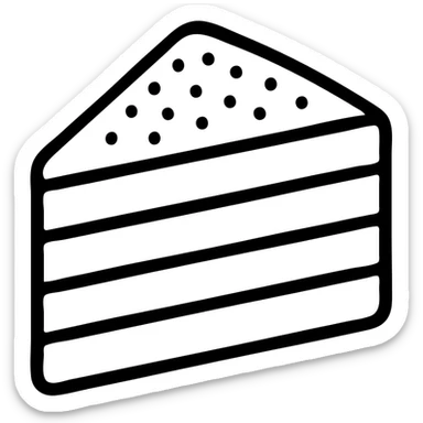 A piece of tiramisu with cocoa powder on top and visible layers sticker