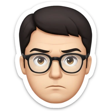 Dark haired man frowning in glasses sticker