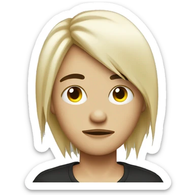 Depressed emo hairstyle covering one eye sticker