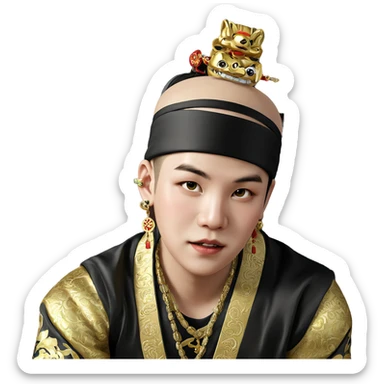 boy in chinese attire with jewelry sticker