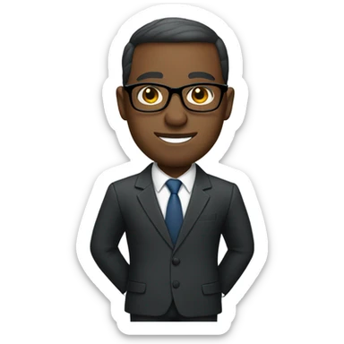 black business man with glasses sticker