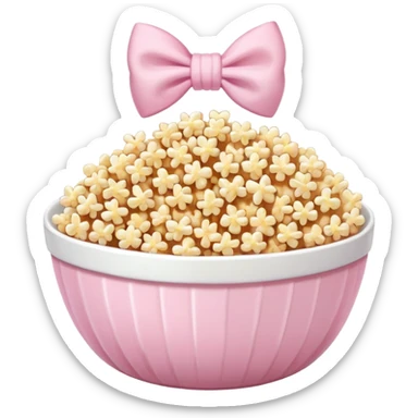 popcorn soft texture in white bowl with pink pastel bow not on top sticker
