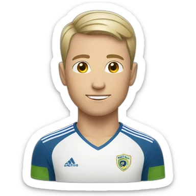 young white man with short hair soccer player sticker