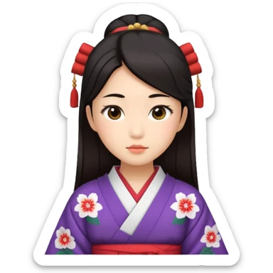 Asian girl wearing traditional Japanese clothes sticker
