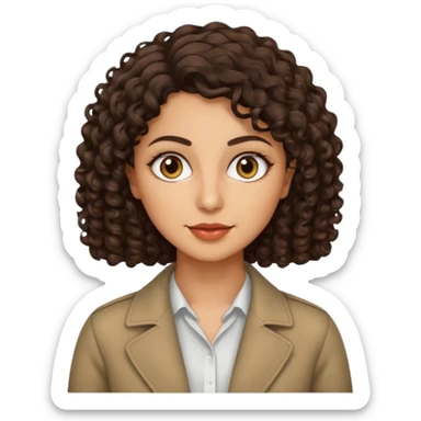 30 yr iranian woman dark brown hair curly wavy short hair sticker