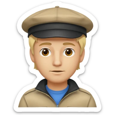 Homme fort blond chauve casquette sticker