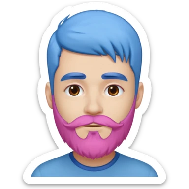 uma pessoa com o cabelo azul e barba roza sticker