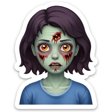 Zombie girl with bruises, she has a short wavy hair. sticker