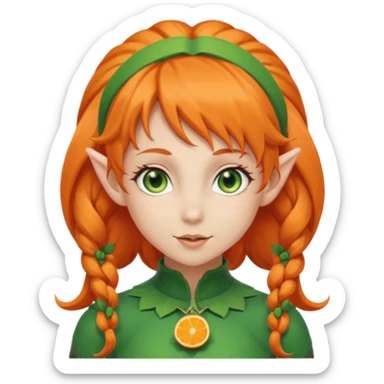 Orange Haired Elf, Elf girl with orange ponytail hair sticker