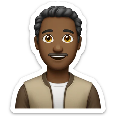 Brown skin man shrug with meh face sticker