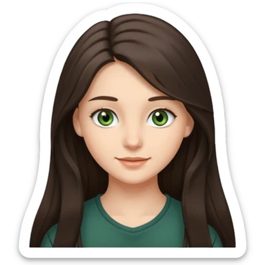 Девушка, шатенка с длинами волосами, лет 18 с серо зелёными глазами по темнее sticker