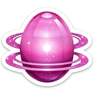Pink crystallized Saturn with glitter sticker