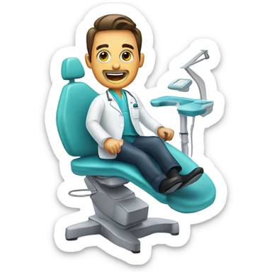 Dentist by dental chair sticker
