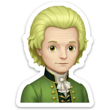 Maximilien Robespierre in a green and yellow gown sticker