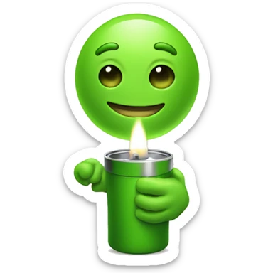 little green guy with a lighter sticker