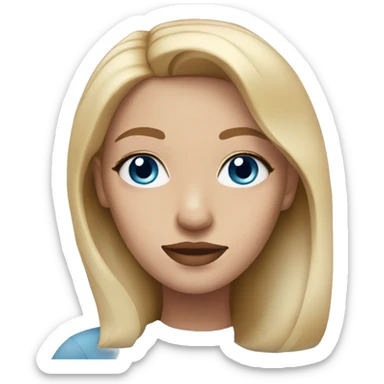 blonde woman with blue eyes middle part light pink lips sticker