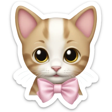 Kitten wearing a light pink bow sticker
