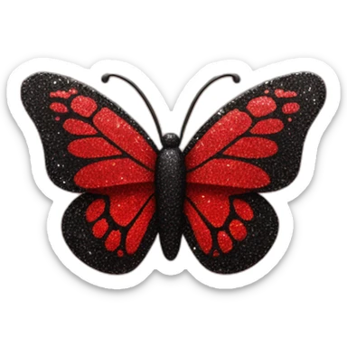 red and black glitter butterfly sticker