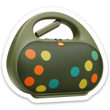 Highly minimalist JBL Clip 4 portable speaker, abstract shape with simplified camo spots, iOS emoji style sticker