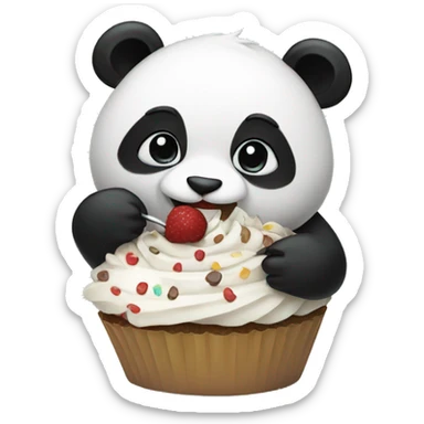 Panda eating Cup cakes  sticker