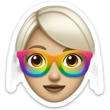 white girl with rainbow glasses sticker