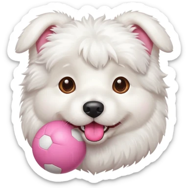 cute white dog with a ball sticker