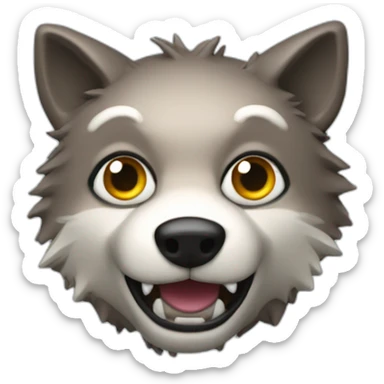 3d sphere with a cartoon Wolf skin texture with big feminine eyes sticker