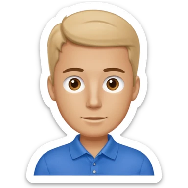 a whiteman wearing a blue polo shirt making a slideshow presentation sticker