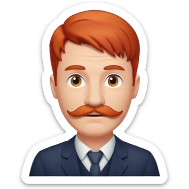 red haired guy with moustache sticker