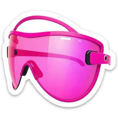 sporty pink shield visor sunglasses with neon pink one-piece lens, athletic futuristic design sticker