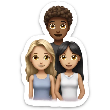 One boy and three girls friends  sticker